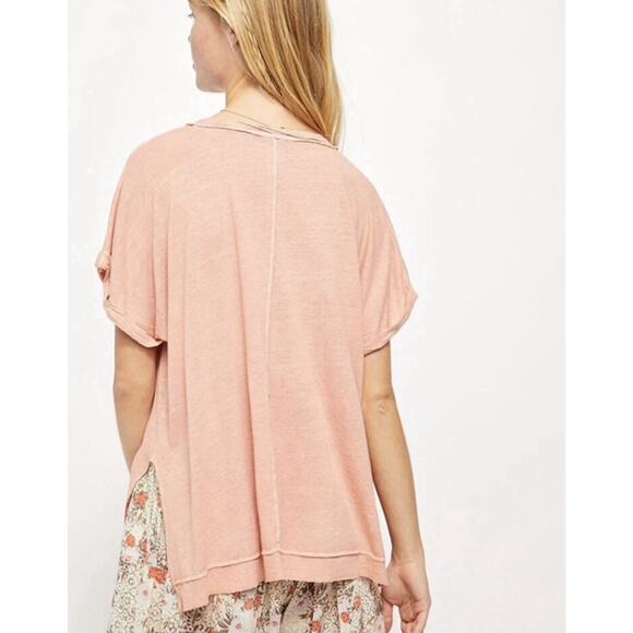 We The Free People S Small Under the Sun Tee Shirt Linen Blend Slouchy Oversized - Picture 4 of 16